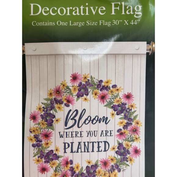 Bloom Where Your Planted Extra Large Yard Flag with Ring of Flowers - Picture 2 of 3